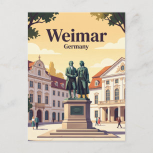 Carte Postale Monument Goethe-Schiller, Weimar, Thuringe, Allema