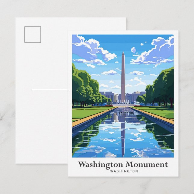 Carte Postale Monument Washington Voyage États-Unis (Devant / Derrière)