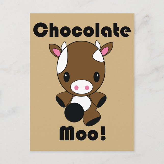 Carte postale Moo Kawaii Cow au chocolat (Devant)