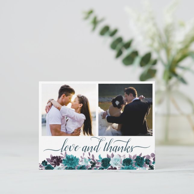 Carte Postale Moody Boho | Merci photo Turquoise et violet 2 (Debout devant)