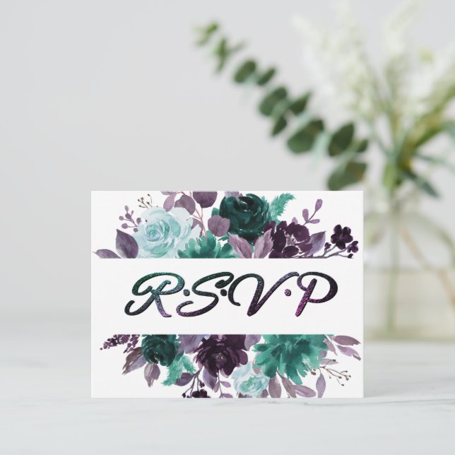 Carte Postale Moody Boho | Turquoise tramé de jardin fleuri Entr (Debout devant)