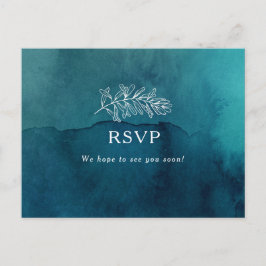 Carte postale Moody Ocean Watercolor Wedding RSVP