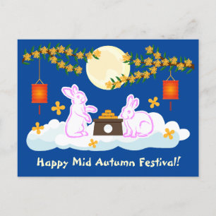 Carte Postale Moon Rabbit Mooncake Osmanthus