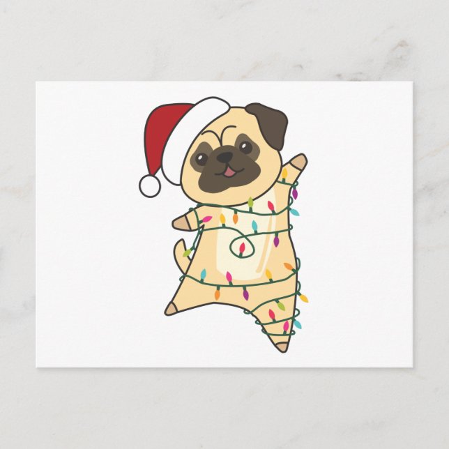 Carte Postale Mops Christmas Snow (Devant)