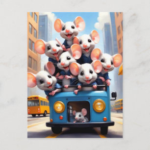 Carte Postale Morceaux mignons dans un bus
