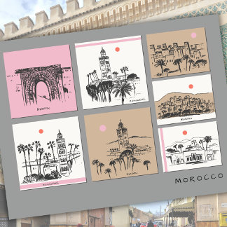 Carte Postale Morocco Africa Sketches Architecture Travel 