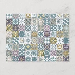 Carte Postale Moroctile - pastel blue and gold