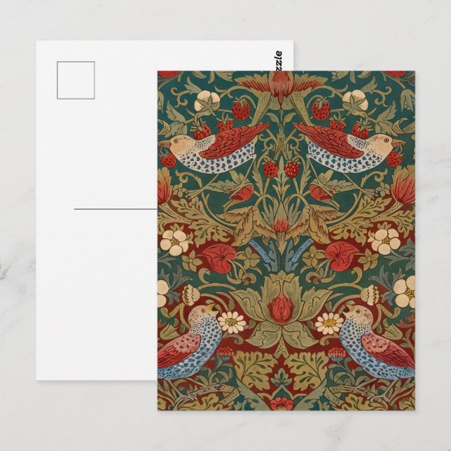 Carte Postale Morris - Voleur de fraises #2 Motif floral (Devant / Derrière)