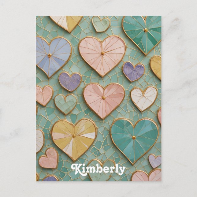 Carte Postale Mosaic Love : Coeurs Pastel (Devant)