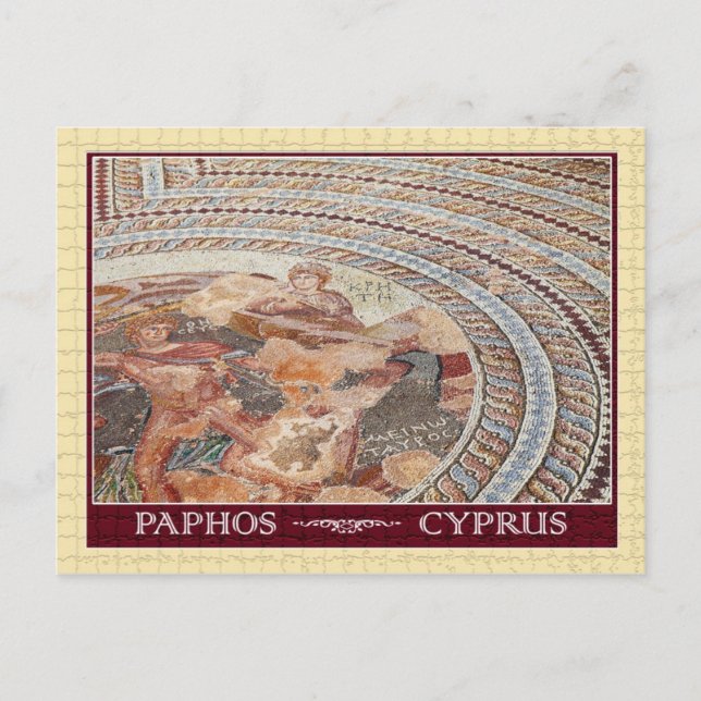 Carte Postale Mosaïque ancienne au sol en Paphos, Chypre (Devant)
