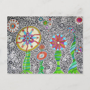 Carte Postale Mosaïque d'aquarelle Plante funky