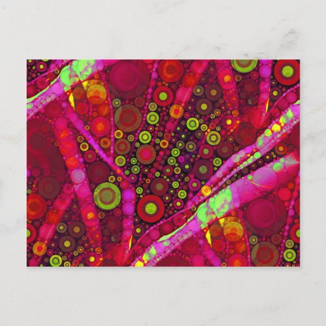 Carte Postale Mosaïque de cercle concentré rose chaud vibrant (Devant)