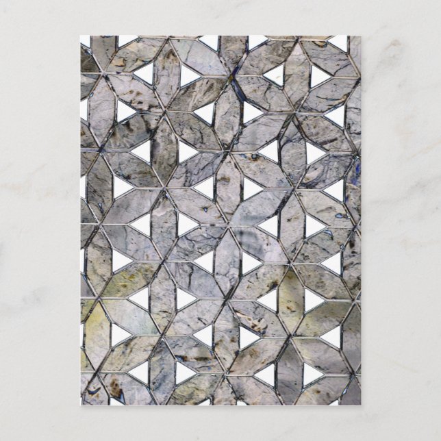 Carte Postale Mosaïque de pierre grise naturelle, fleur de vie (Devant)