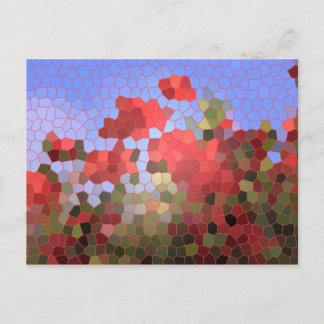Carte Postale Mosaïque de verre coloré abstrait coquelicots roug