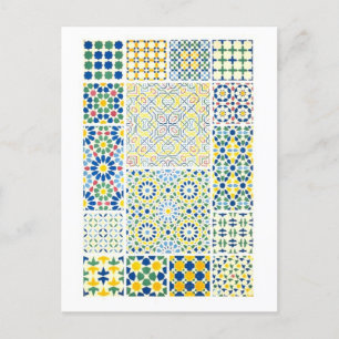 Carte Postale Mosaïque géométrique Designs de Alhambra en Espagn