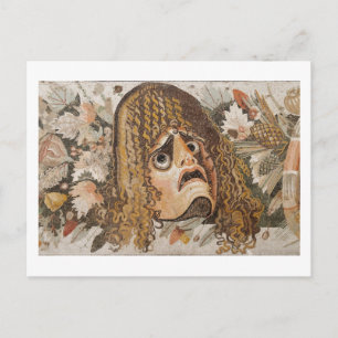 Carte Postale Mosaïque romaine, avec le masque, le feuille et le