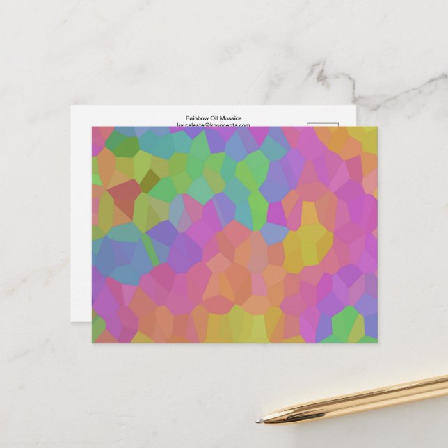 Carte Postale Mosaïques à l'huile arc-en-ciel (Devant/Arrière en situation)