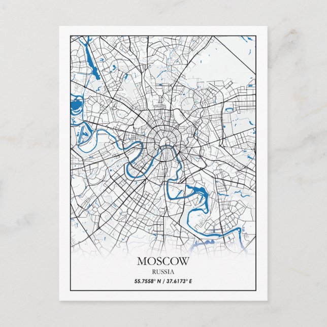 Carte Postale Moscou Russie Plan de la ville Voyager Poster simp (Devant)