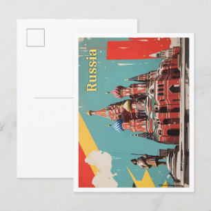 Carte Postale Moscou Russie Pop Art Voyage Illustration