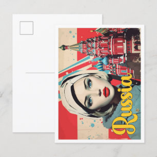 Carte Postale Moscou Russie Pop Art Voyage Illustration