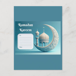 Carte Postale Mosquée à l'aquarelle douce Sérénité du Ramadan