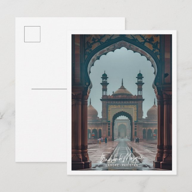 Carte Postale Mosquée Badshahi à Lahore Art Voyage célèbre place (Devant / Derrière)