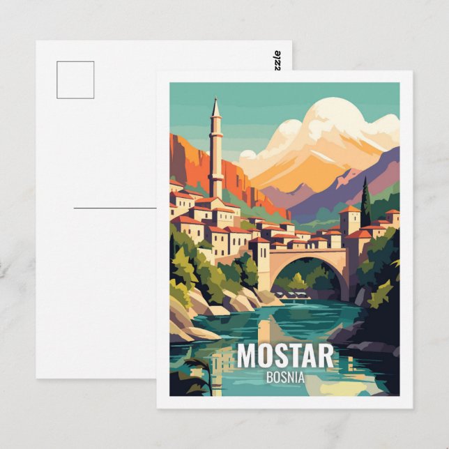 Carte Postale Mostar Bosnie célèbres lieux de voyage (Devant / Derrière)