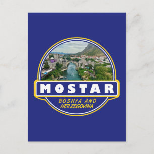 Carte Postale Mostar Bosnie-Herzégovine Voyage Art Emblème