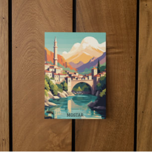 Carte Postale Mostar Bosnie-Herzégovine Voyage Rétro Vintage