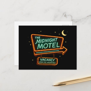 Carte Postale Motel Néon Vintage Minuit Épouvantable Halloween