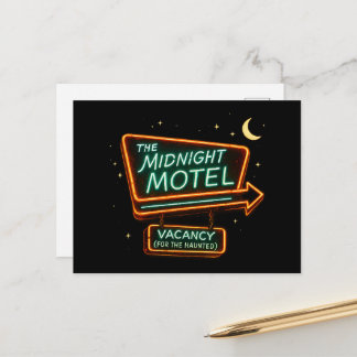 Carte Postale Motel Néon Vintage Minuit Épouvantable Halloween