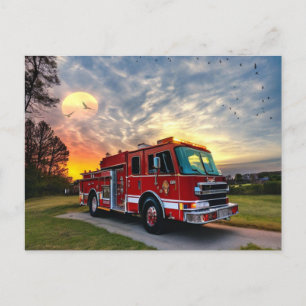 Carte Postale Moteur d'incendie Sunset
