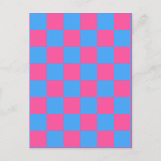 Carte Postale Motif à carreaux à damier bleu rose (Devant)