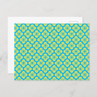Carte Postale Motif à fleurs en Jaune et Turquoise