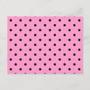 Carte Postale Motif à points Polka rose et noir.