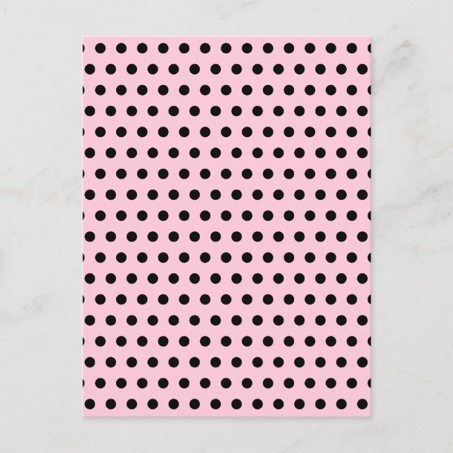 Carte Postale Motif à points Polka rose et noir. Spotty. (Devant)