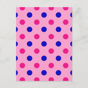 Carte Postale Motif à pois rose bleu rose