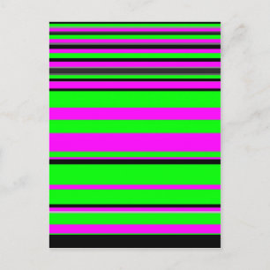 Carte Postale Motif à rayures colorées rose vert noir