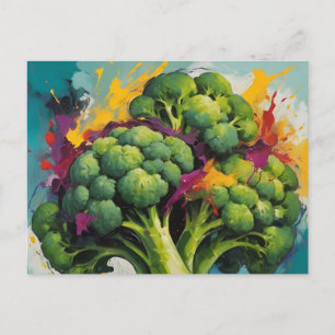 Carte Postale Motif Abstrait Broccoli avec brosse en gras