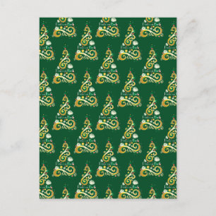 Carte Postale motif Abstrait de Noël vert et or