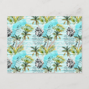 Carte Postale Motif Abstrait de palmier aquarelle