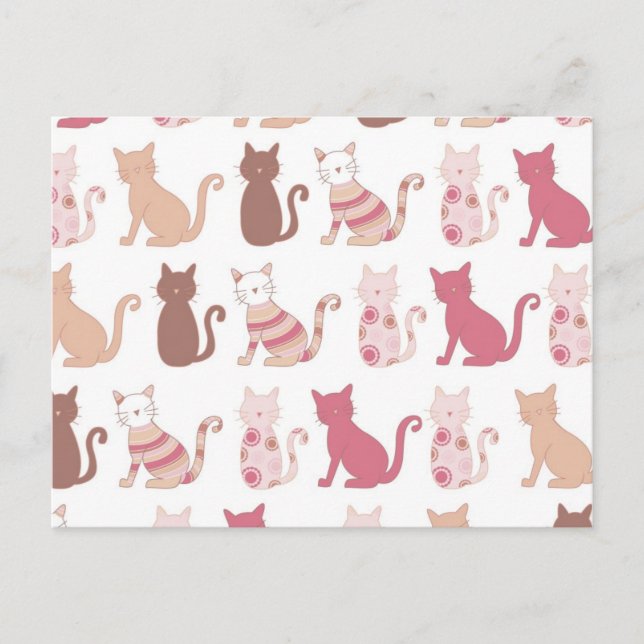 Carte Postale Motif Amoureux des chats rétro (Devant)