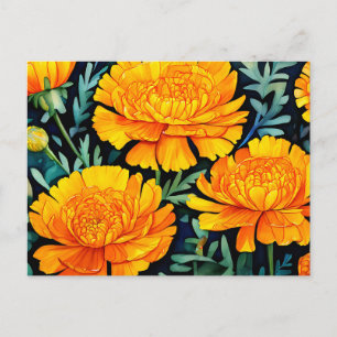 Carte Postale Motif aquarelle moderne de souci
