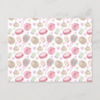 Motif aquarelle rose de friandises 
