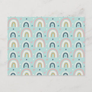 Carte Postale Motif arc-en-ciel blanc mignon