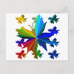 Carte postale Motif arc-en-ciel papillon