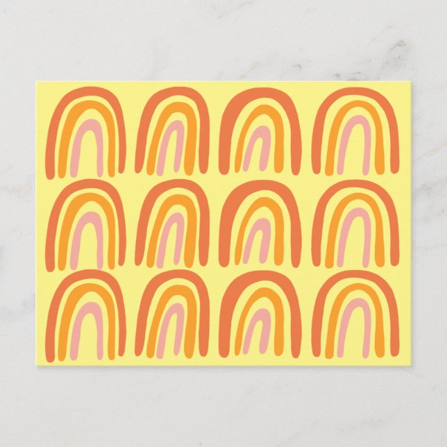 Carte Postale Motif Arc-en-ciel Rose Orange Jaune Sucré (Devant)