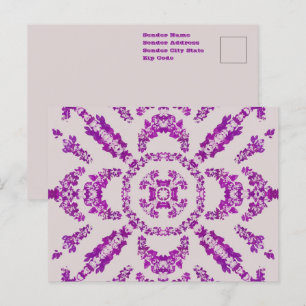 Carte Postale Motif artistique de fleur d'orchidée violette abst