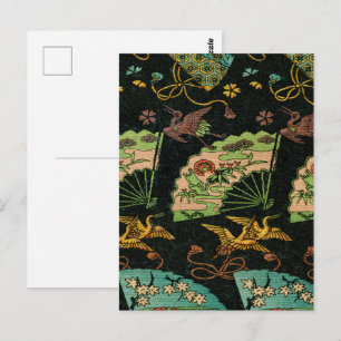 Carte Postale Motif artistique floral de grue japonaise et d'éve