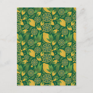 Carte postale Motif au citron vert Aquarelle